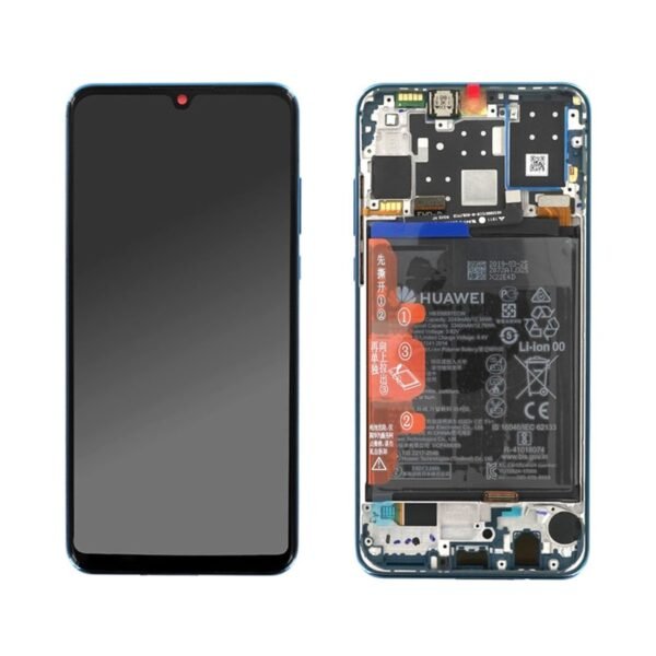 Telefono LCD+LITTELIS+RĖMAS+AKUMULIATORIUS HUAWEI P30 LITE, PEACOCK BLUE Telefonų, video kamerų akumuliatoriai dėkliukai apsaugiai stiklai ir kt dalys