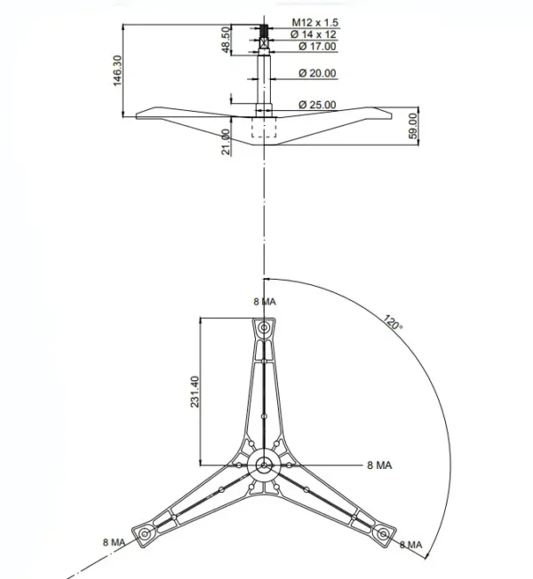 Skalbimo mašinos SAMSUNG kryžmė, 6203(17mm), 6204(20mm) guoliai, ašis 15cm, 25×50,55×10/12 riebokšlis Skalbimo mašinų kryžmės