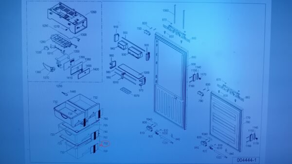 Šaldytuvo Liebherr šaldiklio apatinis stalčius 410x170x240mm, orig. Buitinių šaldytuvų laikikliai, stalčiai, lentynos ir kitos plastmasinės detalės