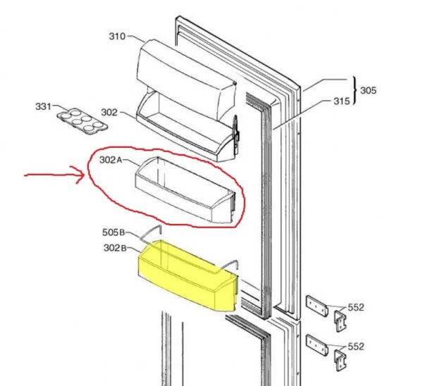 Šaldytuvo AEG, ELECTROLUX, ZANUSSI durų lentynėlė, vidurinė, 440x80x105mm orig. Buitinių šaldytuvų laikikliai, stalčiai, lentynos ir kitos plastmasinės detalės