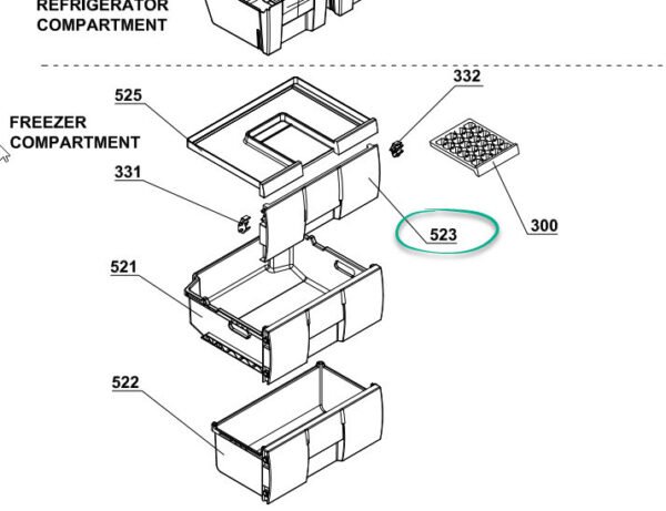 Šaldytuvo BEKO/GRUNDIG/ARCELIK šaldiklio skyriaus, stalčiaus priekinė sienelė (atverčiamas stalčius), 470x190mm, skaidrus,orig. Buitinių šaldytuvų laikikliai, stalčiai, lentynos ir kitos plastmasinės detalės