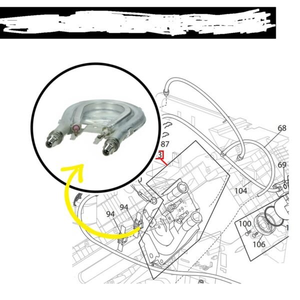 Kavos aparato DELONGHI kaitinimo elementas 1000W. HEATING ELEMENT – 1000W – 4,8MM Kavos aparatų kaitinimo elementai termoblokai