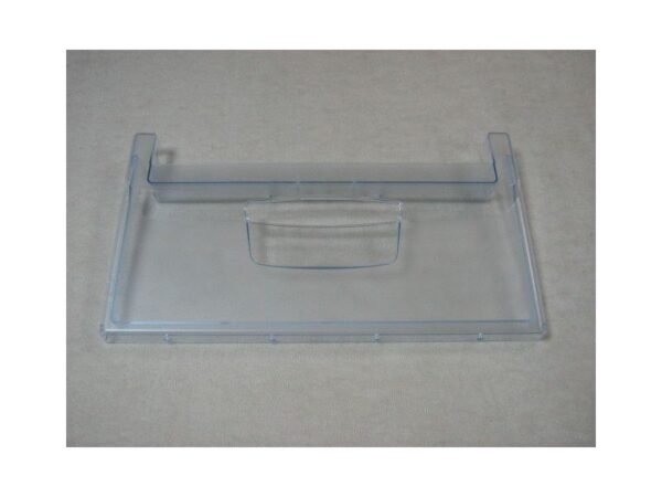 Šaldytuvo Indesit  vidurinio stalčiuko  skydelis apatinis 430×240 mm. PANEL DRAWER (430X240MM) TRANSPARENT Buitinių šaldytuvų laikikliai, stalčiai, lentynos ir kitos plastmasinės detalės