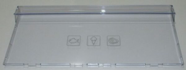 Šaldytuvo BEKO, BLOMBERG šaldiklio stalčiaus priekinė sienelė, 405x35x170mm,orig. Buitinių šaldytuvų laikikliai, stalčiai, lentynos ir kitos plastmasinės detalės