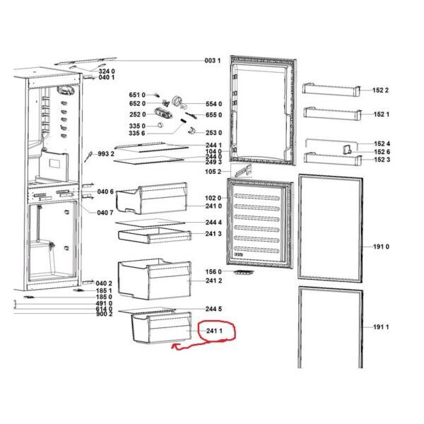Šaldytuvo WHIRLPOOL/INDESIT šaldiklio apatinis stalčius 400х213х200мм,orig. Buitinių šaldytuvų laikikliai, stalčiai, lentynos ir kitos plastmasinės detalės