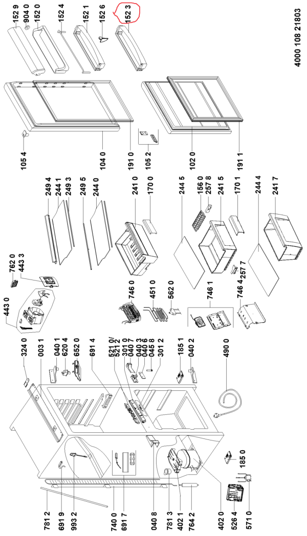 Šaldytuvo WHIRLPOOL / INDESIT apatinė durų lentyna, 445x105x70mm,orig. Buitinių šaldytuvų laikikliai, stalčiai, lentynos ir kitos plastmasinės detalės