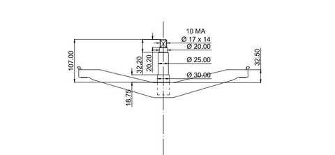 Kryžmė SAMSUNG, 6204, 6205 guoliai, ašis 10,7cm, 30×60,55×10/12 riebokšlis Skalbimo mašinų kryžmės