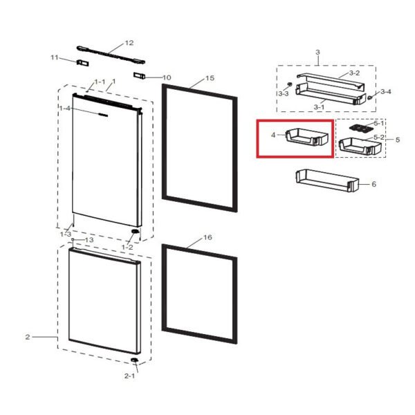 Šaldytuvo SAMSUNG trumpa durų lentynėlė,orig Buitinių šaldytuvų laikikliai, stalčiai, lentynos ir kitos plastmasinės detalės