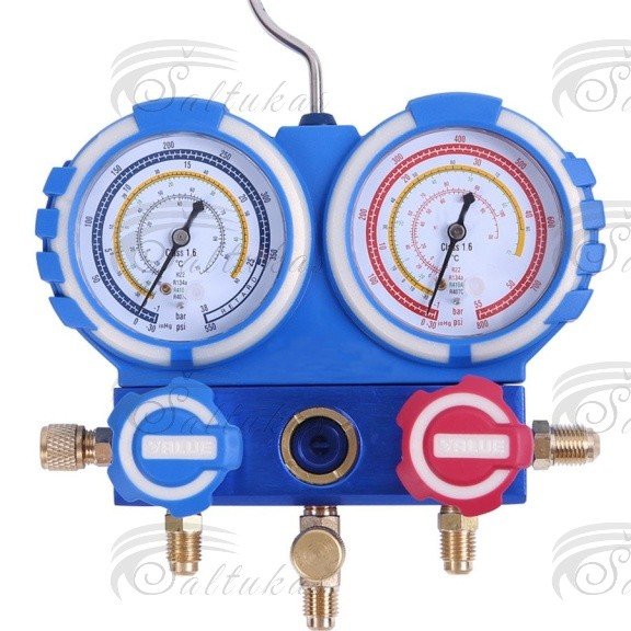 Šaldytuvo įrangos reduktorius su manometrais R410A, 407C, R134A, R22, Ø68mm Įrankiai, cheminės priežiūros medžiagos Barzdaskučių dalys ir kita įranga