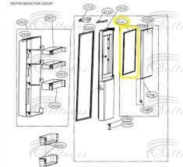 Šaldytuvo LG,GSJ761SWXZ.ASWQEUR,LG GS-B680PL LG GS-L668PL LG GS-L668PNL GS-B680DSLE (GC-B247KQDV.ADSRGAP) GS-B680PL (GC-B247SLUV.APZRGAP) GS-B680WL (GC-B247SVUV.ASWRGAP) GS-L668PL (GC-L247SLUV.APZRGAP) GS-L668PNL (GC-L247SLLV.APZRGAP) GS-B680DS durų guma Šaldytuvų durų tarpinės ir kt