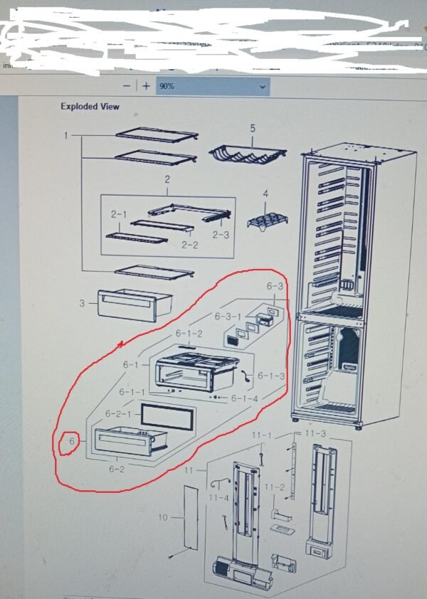 Šaldytuvo SAMSUNG apatinis stalčius komplekte su dangčiu orig. Buitinių šaldytuvų laikikliai, stalčiai, lentynos ir kitos plastmasinės detalės