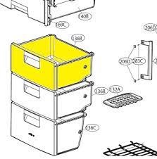 Šaldytuvo LG vidurinis,viršutinis šaldiklio stalčius orig. Buitinių šaldytuvų laikikliai, stalčiai, lentynos ir kitos plastmasinės detalės