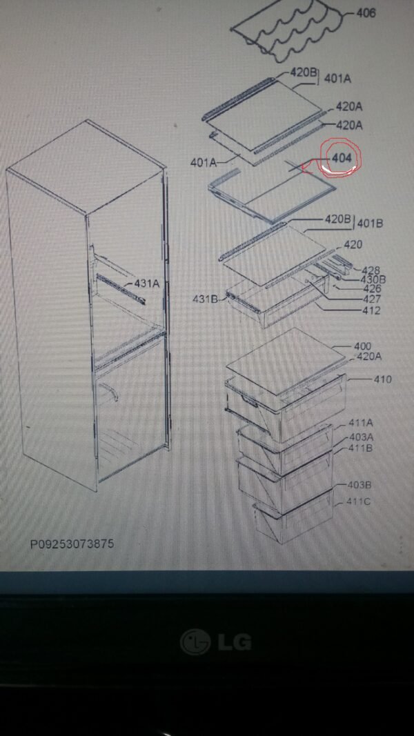 Šaldytuvo ELECTROLUX / AEG dviejų dalių lentynėlė,orig.GLASS SHELF,ASSEMBLY,FOLDING,4 Buitinių šaldytuvų laikikliai, stalčiai, lentynos ir kitos plastmasinės detalės