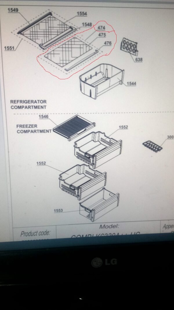 Šaldytuvo ARCELIK / BEKO lentynėlė virš daržovių stalčiaus 49.5cm x 30cm Buitinių šaldytuvų laikikliai, stalčiai, lentynos ir kitos plastmasinės detalės