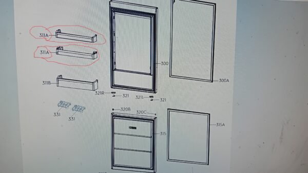 Šaldytuvo ELECTROLUX / AEG,VESTEL viršutinė,vidurinė durų lentynėlė,1vnt Buitinių šaldytuvų laikikliai, stalčiai, lentynos ir kitos plastmasinės detalės