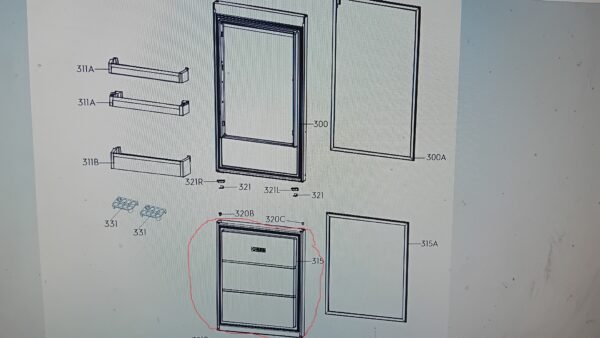Šaldytuvo ELECTROLUX / AEG apatinės naujos durys su stiklu Šaldytuvų durų tarpinės ir kt