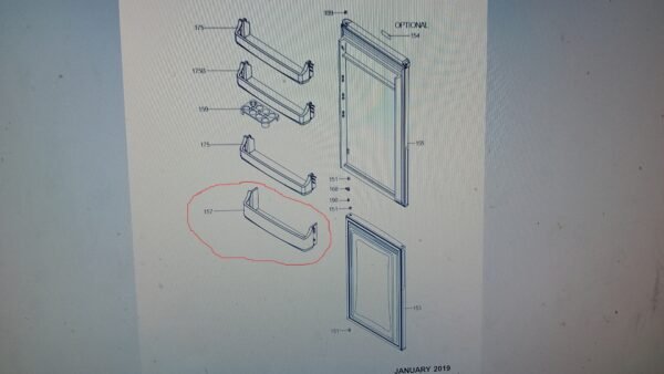 Šaldytuvo SHARP,VESTEL apatinė durų lentynėlė Buitinių šaldytuvų laikikliai, stalčiai, lentynos ir kitos plastmasinės detalės