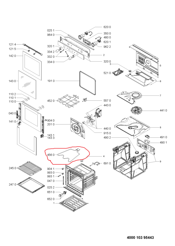 Kaitinimo elementas orkaitei apatinis WHIRLPOOL, IGNIS, PHILIPS, BAUKNECHT, IKEA, ALGOR, 1150W, 230V, 430x345mm, orig. kokybė Orkaičių kaitinimo elementai