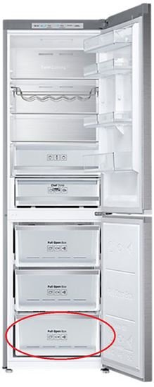 Šaldytuvo SAMSUNG apatinis šaldiklio stalčius Buitinių šaldytuvų laikikliai, stalčiai, lentynos ir kitos plastmasinės detalės