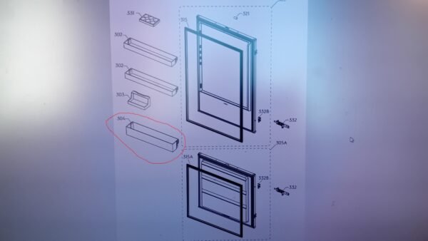 Šaldytuvo ELECTROLUX / AEG apatinė durų lentynėlė,7902, 569.3x100mm,orig. Buitinių šaldytuvų laikikliai, stalčiai, lentynos ir kitos plastmasinės detalės