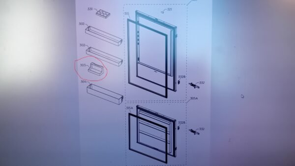 Šaldytuvo ELECTROLUX / AEG mažoji durų lentynėlė,204.9x100mm,orig. Buitinių šaldytuvų laikikliai, stalčiai, lentynos ir kitos plastmasinės detalės