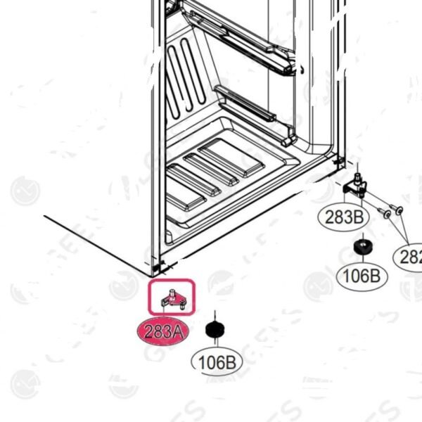 Šaldytuvo LG durų vyris apatinis kairys. HINGE ASSEMBLY,LOWER LEFT Šaldytuvų durų vyriai fasado montavimo komplektai