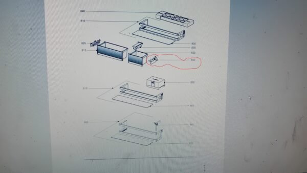 Šaldytuvo LIEBHERR laikiklis. HALTETEILE RECHTS VARIOBOX Buitinių šaldytuvų laikikliai, stalčiai, lentynos ir kitos plastmasinės detalės