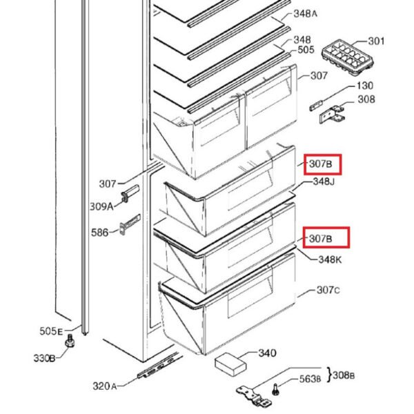 Šaldytuvo ZANUSSI,ELECTROLUX / AEG viršutinis ,vidurinis šaldiklio zonos stalčiius,390x365x160mm,orig. Buitinių šaldytuvų laikikliai, stalčiai, lentynos ir kitos plastmasinės detalės