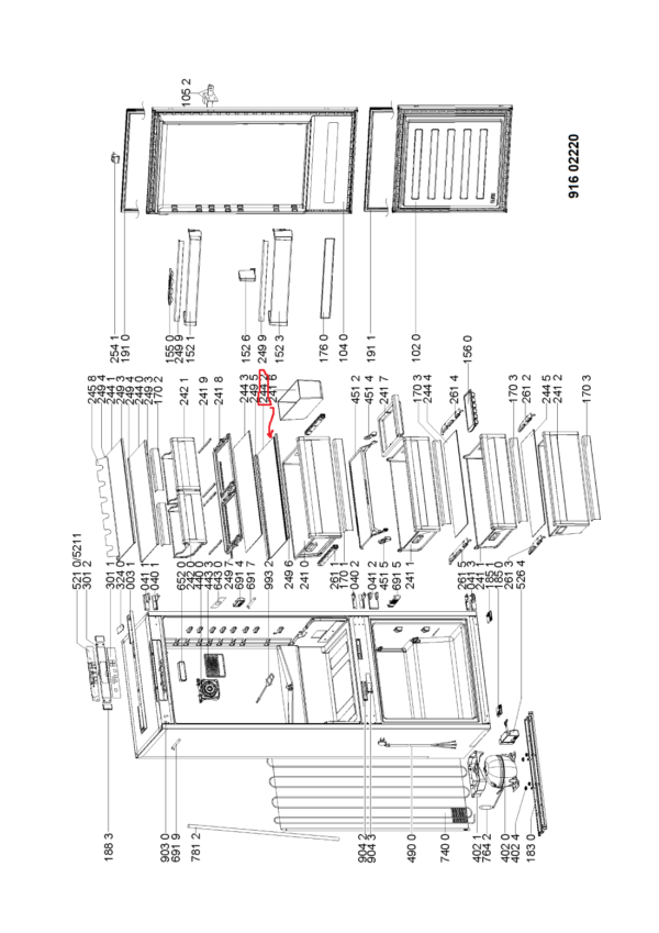 Šaldytuvo WHIRLPOOL lentyna virš daržovių stalčiaus. C00510489 GLASS SHELF SHORT CRISPER + TRIMS Buitinių šaldytuvų laikikliai, stalčiai, lentynos ir kitos plastmasinės detalės