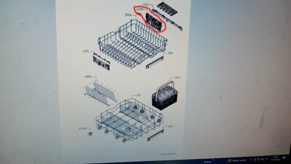 Indaplovės ELECTROLUX / AEG viršutinio krepšio dešinės pusės laikiklis. UPPER BASKET ADJUSTMENT,RIGHT, Indaplovės ratukai, grotelės ir laikikliai indų krepšiai