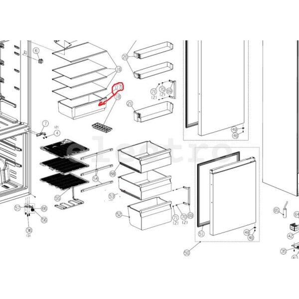 Šaldytuvo HISENSE/GORENJE,AMICA daržovių stalčius,orig. Buitinių šaldytuvų laikikliai, stalčiai, lentynos ir kitos plastmasinės detalės