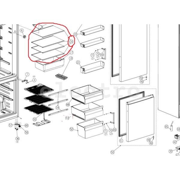 Šaldytuvo HISENSE/GORENJE,AMICA lentyna,1vnt, orig. Buitinių šaldytuvų laikikliai, stalčiai, lentynos ir kitos plastmasinės detalės