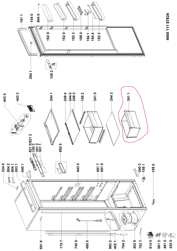 Šaldytuvo IKEA,WHIRLPOOL/INDESIT apatinis stalčius,435x205x260mm,orig. Buitinių šaldytuvų laikikliai, stalčiai, lentynos ir kitos plastmasinės detalės