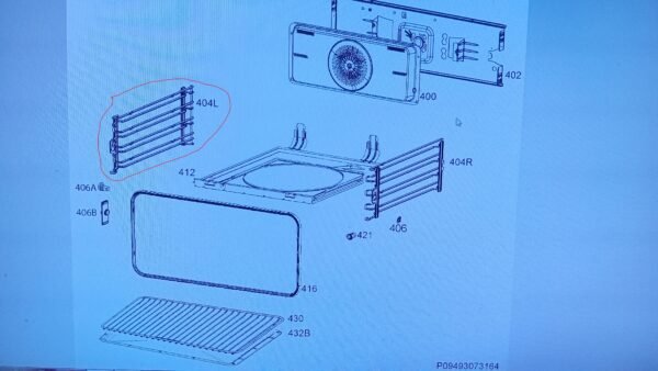 Orkaitės ELECTROLUX / AEG kairės pusės bėgelis Viryklių kepimo skardos, grotelės, bėgeliai, el. plokštės ir kitos dalys