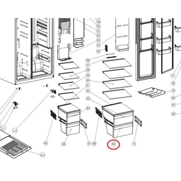 Šaldytuvo HISENSE/GORENJE stalčius Buitinių šaldytuvų laikikliai, stalčiai, lentynos ir kitos plastmasinės detalės