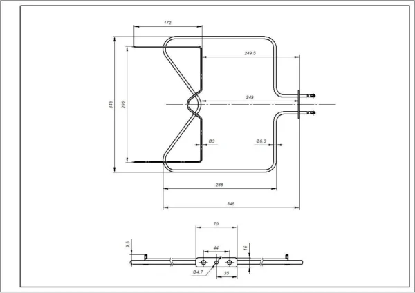 Orkaitės WHIRLPOOL/INDESIT apatinis kaitinimo elementas,alternatyva. - Image 6