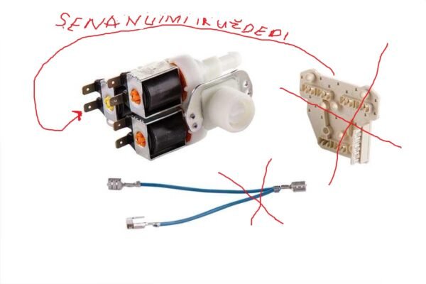 Vožtuvas trigubas MIELE, ARDO, 90° kampu,be viršutinės plokštelės.12mm, speciali jungtis,alternatyva. INLET VALVE3/4 INCH 359 3X12L 220/240V - Image 4