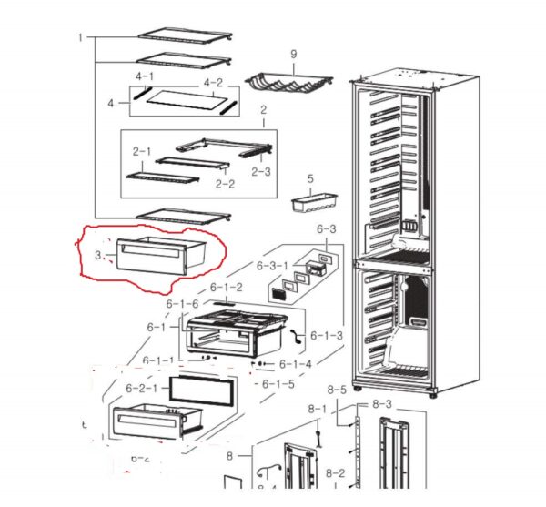 Šaldytuvo SAMSUNG,vidurinis daržovių stalčius,orig. - Image 2