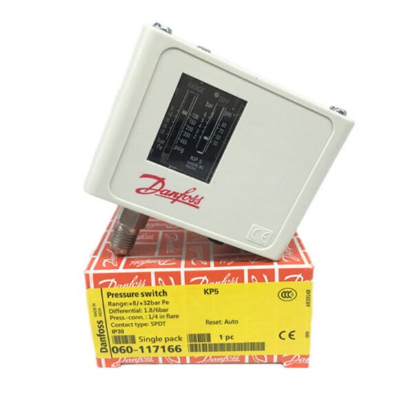 Slėgio relė KP5 Danfoss, įėjimas 1/4" SAE (060-117166, 060-509666), aukšto slėgio jungiklis, diapazonas 8/32bar - Image 2