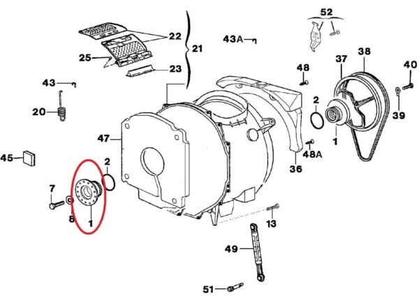 Guolinė AEG, ELECTROLUX, ZANUSSI, AEG, Arthur Martin, Castor, Corbero, Electrolux, Elektro Helios, Far, Faure, Husqvarna, Lloyds, Matura, Neckermann, Privileg, Quelle, Rex, Rondo, Rosenlew, V-Zug, Zanker, Zanussi, Zoppas, dešinės pusės sriegis, 6204 ZZ guolis - Image 3