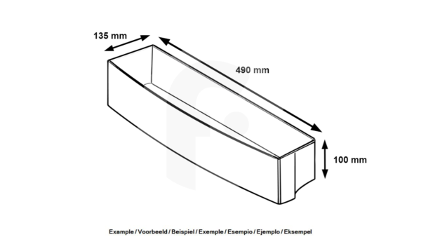 Šaldytuvo ARCELIK / BEKO / BLOMBERG apatinė durų lentyna, 490x135x10mm,100 MM DOOR SHELF_60CM_TRANPARENT - Image 5