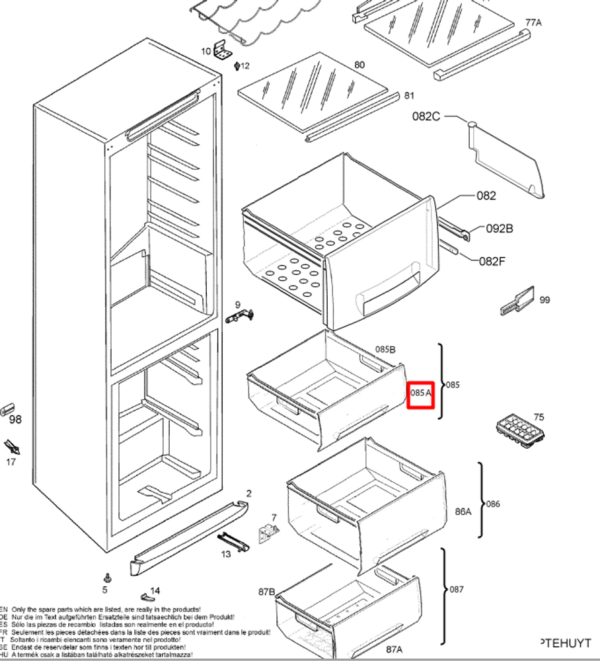 Šaldytuvo AEG, ELECTROLUX, ZANUSSI šaldiklio viršutinio stalčiaus priekinis skydelis (dangtelis), 435x153mm, orig. - Image 2