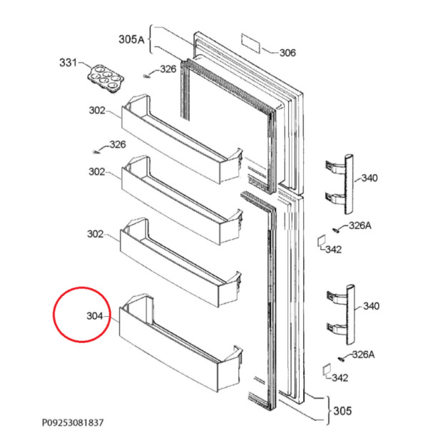 Šaldytuvo AEG, ELECTROLUX apatinė durų lentynėlė,orig. 7902, 435х110х97 мм, - Image 3