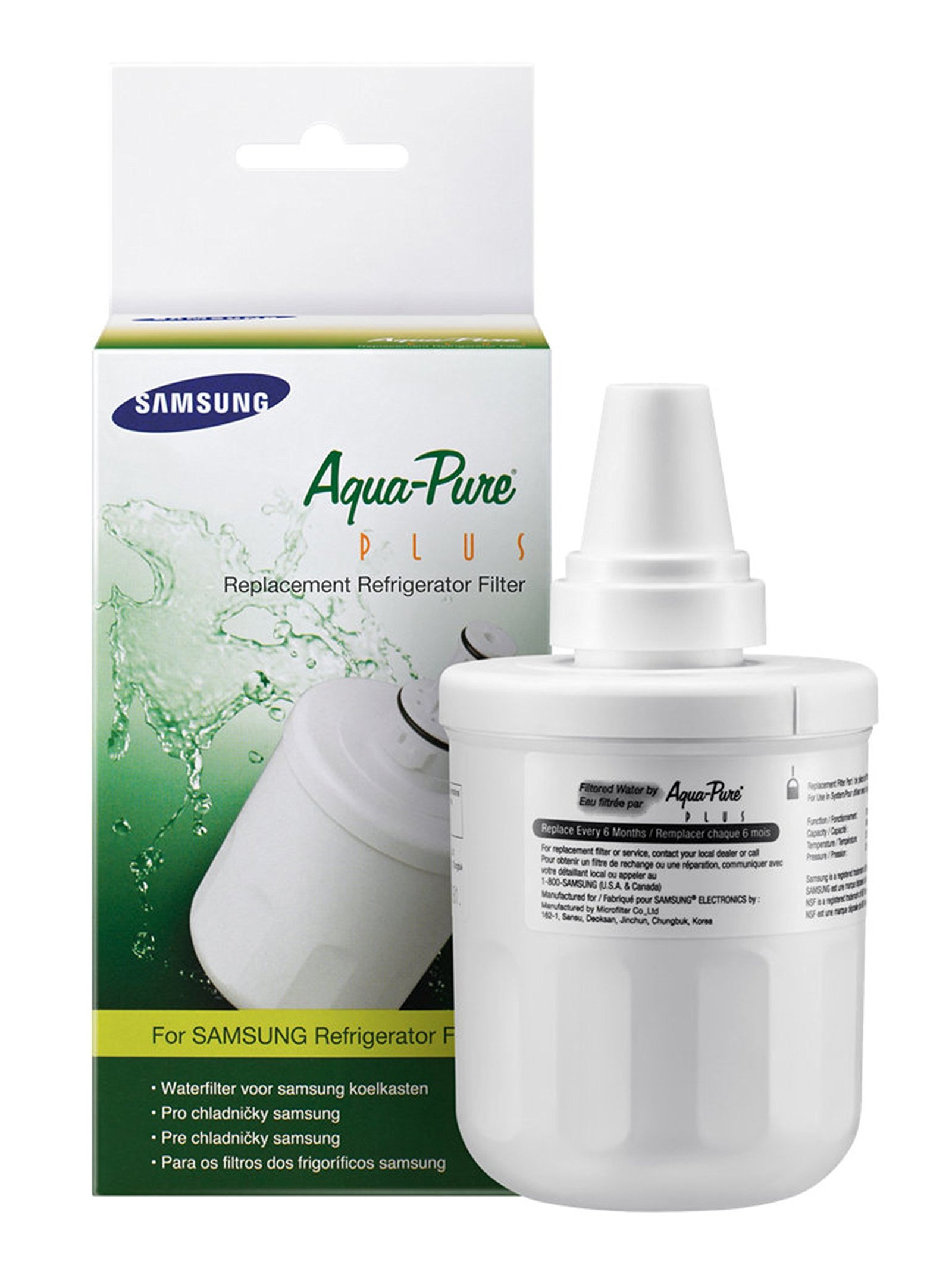 Vandens filtras šaldytuvui SAMSUNG Aqua-Pure Plus, originalus. <2010 metų modeliams. Šaldytuvų vandens filtrai,sklendės,ledukų talpos, žarnos ir kitos dalys