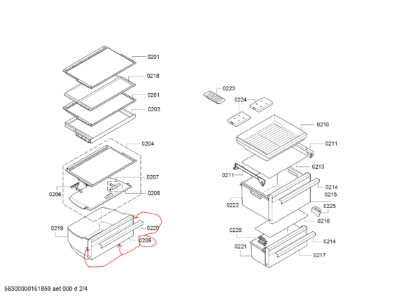 Šaldytuvo BOSCH / SIEMENS stalčiaus priekinė panelė - Image 2