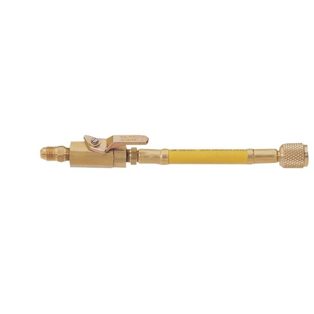 Žarnelė su vožtuvu MASTERCOOL 90264, 1/4″x1/4″ SAE geltona Užpildymo žarnelės