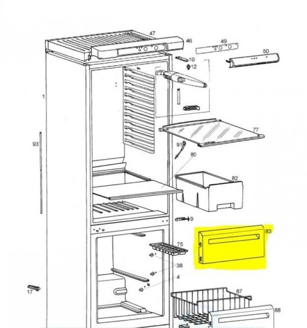 Šaldytuvo AEG, ELECTROLUX, ZANUSSI, PRIVILEG, stalčiaus priekinė dalis (šaldiklio skyriaus), 445x200mm,orig. - Image 4