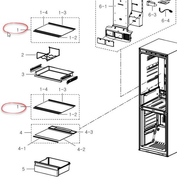 Šaldytuvo SAMSUNG stiklinė lentyna (500x355mm),orig. - Image 4