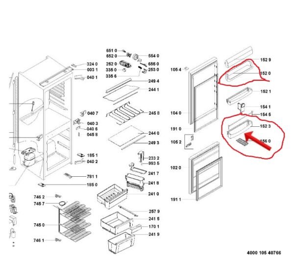 Šaldytuvo WHIRLPOOL, BAUKNECHT, IKEA, HOTPOINT durų lentynėlė,viršutinė,apatinė, 440x105x65mm.alternatyva - Image 2