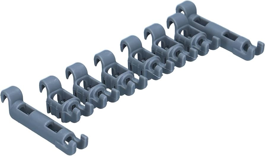 Indaplovės BOSCH, SIEMENS apatinio indų krepšelio laikiklis, 8 vnt. (6 trumpi, 2 ilgi) SMV48M10EU– modeliams Indaplovės ratukai, grotelės ir laikikliai indų krepšiai